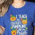 I Teach The Cutest Pumpkins In The Patch Teacher Women's Heather T-Shirt Heather True Royal I Teach The Cutest Pumpkins In The Patch Teacher Women's Heather T-Shirt Heather True Royal