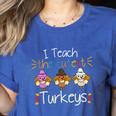 I Teach The Cutest Turkeys School Teachers Thanksgiving Women's Heather T-Shirt Heather True Royal I Teach The Cutest Turkeys School Teachers Thanksgiving Women's Heather T-Shirt Heather True Royal