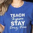 Teach Inspire Stay Drug-Free Red Ribbon Week Teacher Kids Women's Heather T-Shirt Heather True Royal Teach Inspire Stay Drug-Free Red Ribbon Week Teacher Kids Women's Heather T-Shirt Heather True Royal
