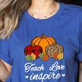 Teach Love Inspire Autumn Fall Plaid Leopard Pumpkin Teacher For Men Women Kids Women's Heather T-Shirt Heather True Royal Teach Love Inspire Autumn Fall Plaid Leopard Pumpkin Teacher For Men Women Kids Women's Heather T-Shirt Heather True Royal