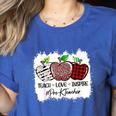 Teach Love Inspire Pre-k Teacher Apple Leopard Red Plain Women's Heather T-Shirt Heather True Royal