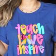 Teach Love Inspire Preppy Back To School Teacher Women Women's Heather T-Shirt Heather True Royal Teach Love Inspire Preppy Back To School Teacher Women Women's Heather T-Shirt Heather True Royal