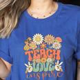 Teach Love Inspire Retro Groovy Daisy Back To School Teacher For Men Women Kids Women's Heather T-Shirt Heather True Royal Teach Love Inspire Retro Groovy Daisy Back To School Teacher For Men Women Kids Women's Heather T-Shirt Heather True Royal