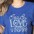 Teach Love Inspire Retro Teacher Kids Back To School Women's Heather T-Shirt Heather True Royal Teach Love Inspire Retro Teacher Kids Back To School Women's Heather T-Shirt Heather True Royal