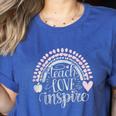 Teach Love Inspire Teacher Women's Heather T-Shirt Heather True Royal Teach Love Inspire Teacher Women's Heather T-Shirt Heather True Royal