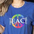 Teach Peace For Teachers And Educators Counselor Women's Heather T-Shirt Heather True Royal Teach Peace For Teachers And Educators Counselor Women's Heather T-Shirt Heather True Royal
