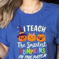 I Teach The Smartest Pumpkins The Patch Teacher Fall Season For Men Women Kids Women's Heather T-Shirt Heather True Royal