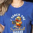 I Teach The Sweetest Duckies Teacher Rubber Duck Teaching Women's Heather T-Shirt Heather True Royal I Teach The Sweetest Duckies Teacher Rubber Duck Teaching Women's Heather T-Shirt Heather True Royal