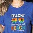 Teach I Thought You Said Beach Teacher Summer Vacation Women's Heather T-Shirt Heather True Royal