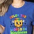 Teacher Back To School Color In Kindness Crayon Pencil Women's Heather T-Shirt Heather True Royal Teacher Back To School Color In Kindness Crayon Pencil Women's Heather T-Shirt Heather True Royal