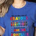 Teacher We Are Like a Box Of Crayons Back To School Women's Heather T-Shirt Heather True Royal Teacher We Are Like a Box Of Crayons Back To School Women's Heather T-Shirt Heather True Royal