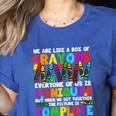 Teacher We Are Like A Box Of Crayons Back To School Women's Heather T-Shirt Heather True Royal