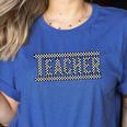 Teacher Checkered Racing Teacher Appreciation Men Women Women's Heather T-Shirt Heather True Royal Teacher Checkered Racing Teacher Appreciation Men Women Women's Heather T-Shirt Heather True Royal