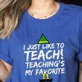 Teacher Christmas Teaching Is My Favorite Women's Heather T-Shirt Heather True Royal