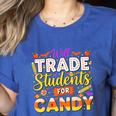 Teacher Cute Will Trade Students For Candy Halloween Costume Women's Heather T-Shirt Heather True Royal