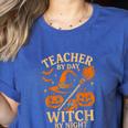 Teacher By Day Witch By Night Halloween Teacher Witch Women's Heather T-Shirt Heather True Royal Teacher By Day Witch By Night Halloween Teacher Witch Women's Heather T-Shirt Heather True Royal