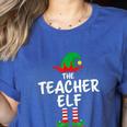 The Teacher Elf Matching Family Christmas Women's Heather T-Shirt Heather True Royal