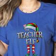 The Teacher Elf Shirt Matching Family Christmas Elf Men Women Kids Women's Heather T-Shirt Heather True Royal
