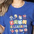 Teacher Groovy Play Is Learning Back To School Women's Heather T-Shirt Heather True Royal Teacher Groovy Play Is Learning Back To School Women's Heather T-Shirt Heather True Royal