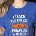 Teacher Halloween I Teach The Cutest Pumpkins In The Patch Women's Heather T-Shirt Heather True Royal Teacher Halloween I Teach The Cutest Pumpkins In The Patch Women's Heather T-Shirt Heather True Royal