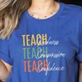 Teacher Kindness Compassion Confidence Teaching Women's Heather T-Shirt Heather True Royal Teacher Kindness Compassion Confidence Teaching Women's Heather T-Shirt Heather True Royal