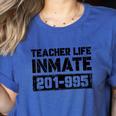 Teacher Life Jail Inmate Prisoner Halloween Costume Women's Heather T-Shirt Heather True Royal