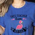 This Teacher Loves Her Flock Cute Flamingo Teacher Women's Heather T-Shirt Heather True Royal This Teacher Loves Her Flock Cute Flamingo Teacher Women's Heather T-Shirt Heather True Royal