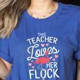 This Teacher Loves Her Flock Flamingo Teacher Class Women's Heather T-Shirt Heather True Royal