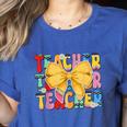 Teacher Pencil Coquette Bow Back To School Teacher Women's Heather T-Shirt Heather True Royal Teacher Pencil Coquette Bow Back To School Teacher Women's Heather T-Shirt Heather True Royal
