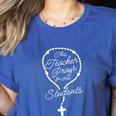 This Teacher Prays For Her Students Catholic Rosary Women's Heather T-Shirt Heather True Royal