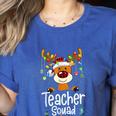 Teacher Squad Red Plaid Rudolph Reindeer Christmas Women's Heather T-Shirt Heather True Royal