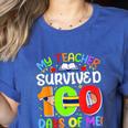 My Teacher Survived 100 Days Of Me 100 Days Of School Women's Heather T-Shirt Heather True Royal My Teacher Survived 100 Days Of Me 100 Days Of School Women's Heather T-Shirt Heather True Royal