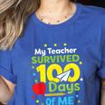 My Teacher Survived 100 Days Of Me Women's Heather T-Shirt Heather True Royal My Teacher Survived 100 Days Of Me Women's Heather T-Shirt Heather True Royal