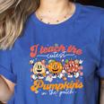 Teacher I Teach The Cutest Pumpkins In The Patch Fall Autumn Women's Heather T-Shirt Heather True Royal Teacher I Teach The Cutest Pumpkins In The Patch Fall Autumn Women's Heather T-Shirt Heather True Royal