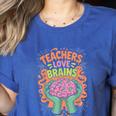 Teacher Teachers Love Brains Halloween Men Women Women's Heather T-Shirt Heather True Royal