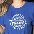 Teacher Thankful Blessed & Kind Of A Mess Hearts Cute Women's Heather T-Shirt Heather True Royal