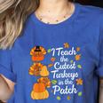 Teacher Thanksgiving I Teach The Cutest Turkeys In The Patch Women's Heather T-Shirt Heather True Royal Teacher Thanksgiving I Teach The Cutest Turkeys In The Patch Women's Heather T-Shirt Heather True Royal
