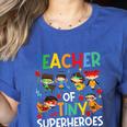 Teacher Of Tiny Superheroes Teach 100th Day Of School Men Women Girls Kids Women's Heather T-Shirt Heather True Royal Teacher Of Tiny Superheroes Teach 100th Day Of School Men Women Girls Kids Women's Heather T-Shirt Heather True Royal