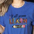 Teacher Y'All Gonna Learn Today First Day Of School Teacher Women's Heather T-Shirt Heather True Royal