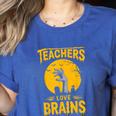 Teachers Love Brains Shirt Men Women Halloween Teacher Women's Heather T-Shirt Heather True Royal