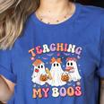 Teaching My Boos Cute Spooky Ghost Teacher Halloween Women Women's Heather T-Shirt Heather True Royal Teaching My Boos Cute Spooky Ghost Teacher Halloween Women Women's Heather T-Shirt Heather True Royal