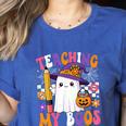 Teaching My Boos Ghost Teacher Cute Pencil Halloween Teacher Women's Heather T-Shirt Heather True Royal