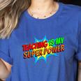 Teaching Is My Superpower Comic Back To School Teacher Women's Heather T-Shirt Heather True Royal Teaching Is My Superpower Comic Back To School Teacher Women's Heather T-Shirt Heather True Royal