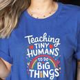 Teaching Tiny Humans Big Things I Teacher Women's Heather T-Shirt Heather True Royal Teaching Tiny Humans Big Things I Teacher Women's Heather T-Shirt Heather True Royal