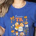 Team TK Crew Preppy Coquette Bow Pumpkin Fall TK Teacher Women's Heather T-Shirt Heather True Royal Team TK Crew Preppy Coquette Bow Pumpkin Fall TK Teacher Women's Heather T-Shirt Heather True Royal