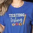 Testing Testing 123 Cute Math Teacher Student Test Day Men Women Girls Kids Women's Heather T-Shirt Heather True Royal Testing Testing 123 Cute Math Teacher Student Test Day Men Women Girls Kids Women's Heather T-Shirt Heather True Royal