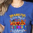 Thankful For My 1st Grade Turkeys Thanksgiving Teacher Fall Women's Heather T-Shirt Heather True Royal Thankful For My 1st Grade Turkeys Thanksgiving Teacher Fall Women's Heather T-Shirt Heather True Royal