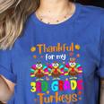 Thankful For My 3rd Grade Turkeys Thanksgiving Teacher Kids Women's Heather T-Shirt Heather True Royal Thankful For My 3rd Grade Turkeys Thanksgiving Teacher Kids Women's Heather T-Shirt Heather True Royal
