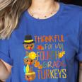 Thankful For My 4th Grade Turkey Thanksgiving Turkey Teacher Women's Heather T-Shirt Heather True Royal Thankful For My 4th Grade Turkey Thanksgiving Turkey Teacher Women's Heather T-Shirt Heather True Royal