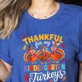 Thankful For My Kindergarten Turkeys Thanksgiving Teacher Women's Heather T-Shirt Heather True Royal Thankful For My Kindergarten Turkeys Thanksgiving Teacher Women's Heather T-Shirt Heather True Royal